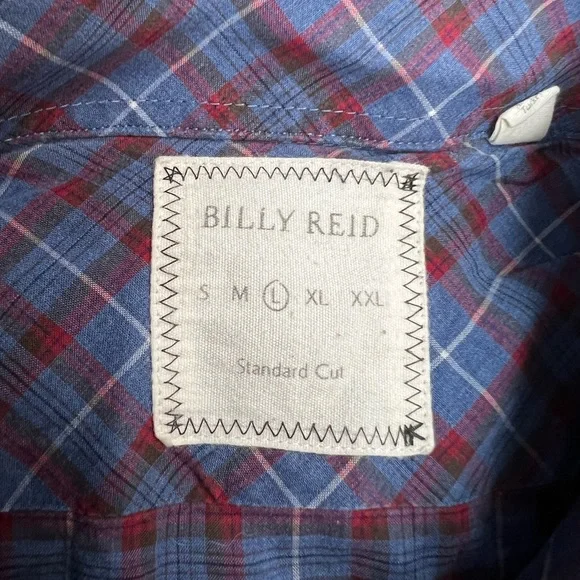 Billy Reid Blue, Red & White Plaid Shirt L - Picture 4 of 4